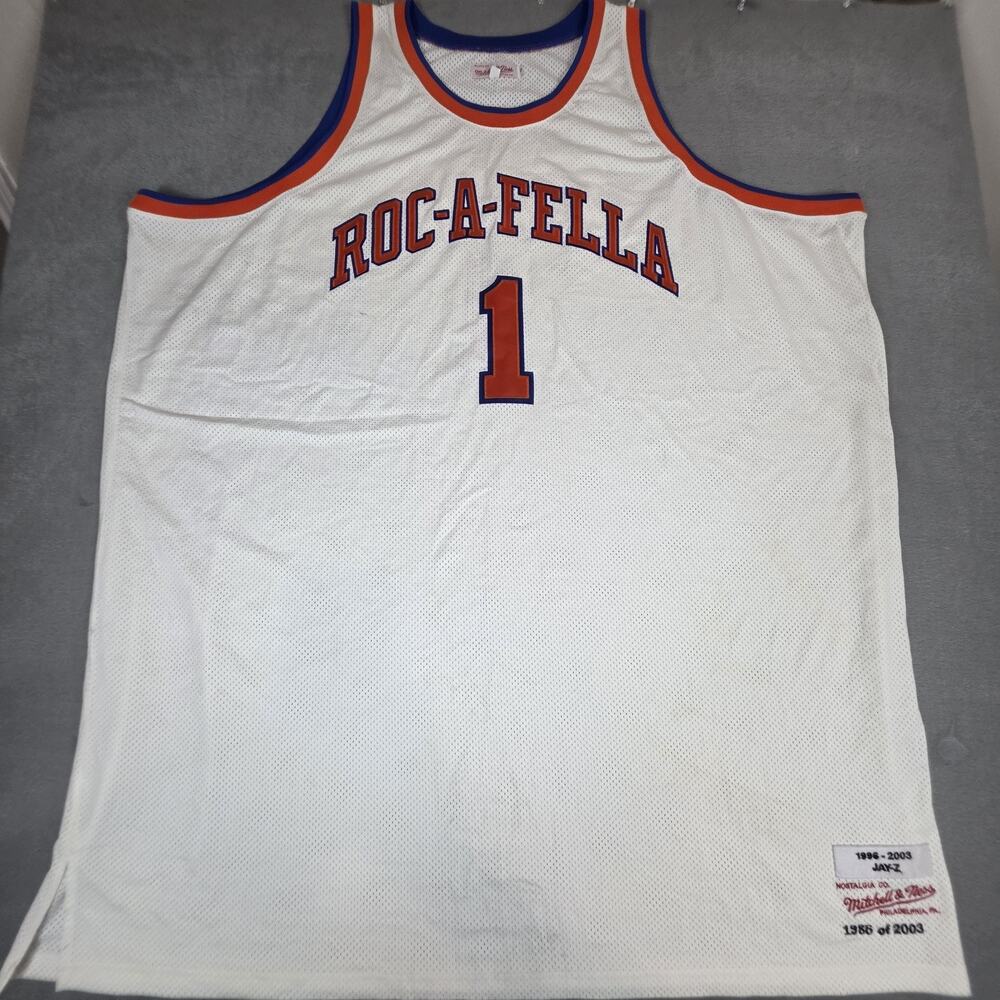Mitchell & Ness Roc-A-Fella Jay-Z #1 S Carter Jersey White Men's Size 7XL Rare